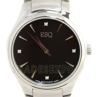 New Esq by Movado Watches 7301384 Silver Elan Black