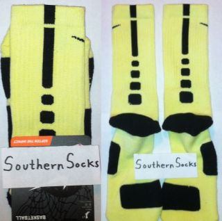 Nike Elite Socks Neon Yellow Black L NWT Basketball Dri Fit Volt