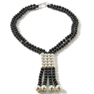  Boyce Tasteful Tassel Black and White Simulated Pearl 27 Necklace