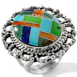  southwest sterling silver turquoise mosaic ring rating 27 $ 35 98 s