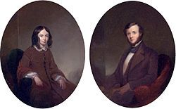 Portraits of Elizabeth Barrett Browning and Robert Browning.