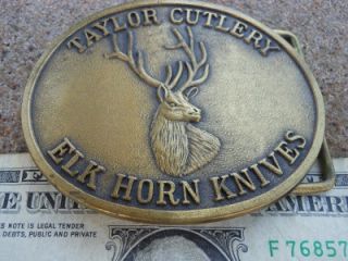 Vintage Oval Taylor Cutlery Elk Horn Knives Belt Buckle Limited
