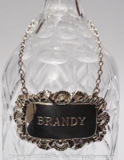 George II Hallmarked Sterling Silver Brandy Decanter Label 1792