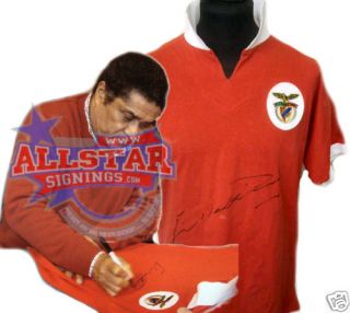 Eusebio Signed Benfica Shirt See Proof Portugal Football Soccer