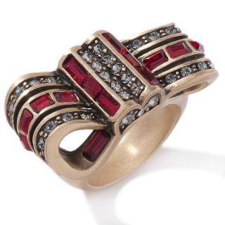 Heidi Daus Ribbon Candy Baguette and Round Crystal Ring