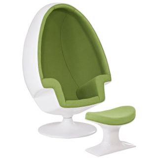 PC Modern Eero Aarnio Alpha Shell Egg Chair and Ottoman in Green
