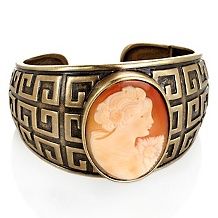 Amedeo NYC Cornelian Cameo Greek Key Bronzetone Ring