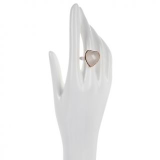 Yours by Loren Rose Quartz and White Onyx Rose Vermeil Heart Ring at