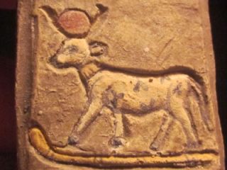 Egyptian art / sculpture   Apis bull aegis artifact replica & Hathor