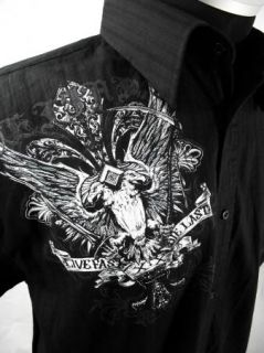 Eighty Eight Black Live Fast Die Last Eagle Crest Long Sleeve Shirt Sz
