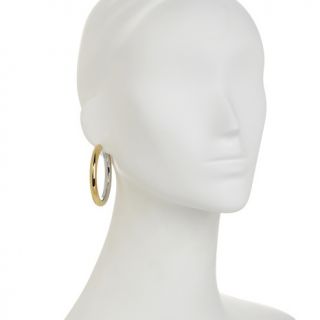 Jewelry Earrings Hoop Stately Steel Two Tone 40mm Round Hoop