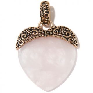 Jewelry Pendants Heart Studio Barse Rose Quartz Bronze Heart