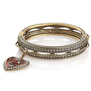 Heidi Daus Charming Solution Bangle Bracelet with Heart Charm  M/L