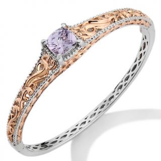 Victoria Wieck 2.10ct Pink Amethyst 2 Tone Sterling Silver and Rose