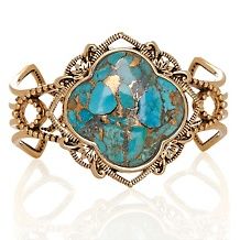 studio barse turquoise bronze clover 7in cuff bracelet $ 49 90