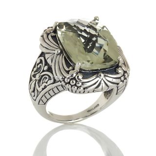 Hilary Joy 12.5ct Prasiolite Sterling Silver French Lace Texture Ring
