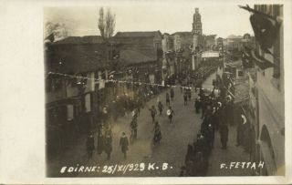 Turkey Edirne Adrianopel Street Procession 25 11 1929 Fettah RPPC