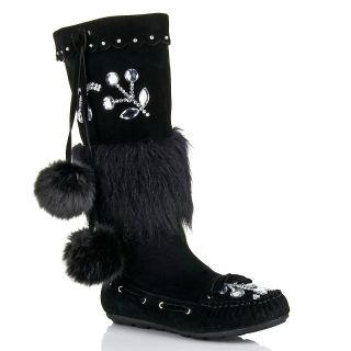 Beverly Feldman Moccasin Suede Boot with Faux Fur