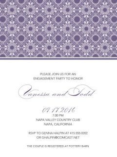 Purple Border Engagement Party Invitations