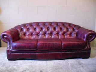 Chesterfield Leather Sofa English Full 3 Seat Tufted Model