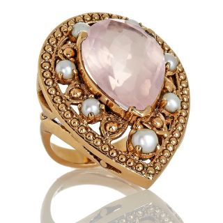 Nicky Butler 9.70ct Rose Quartz and Cultured Freshwater Pearl Bronze
