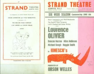 Laurence Olivier Rhinoceros Program and Flyer Strand