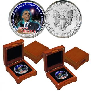 Barack Obama 2nd Term Colorized Silver Eagle 2 Coin Set
