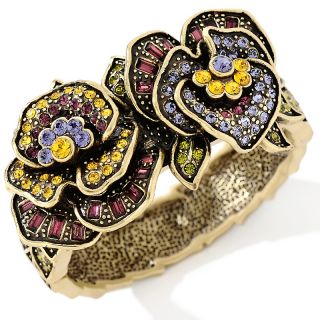 Heidi Daus A Pleasing Pansy Crystal Accented Bangle Bracelet