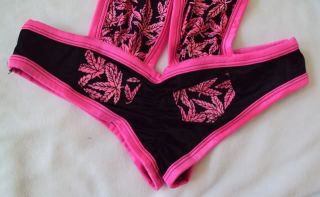Exotic Dancer Stripper Bikini Pink Weed Pot Leaf Marijauna Wrap UV