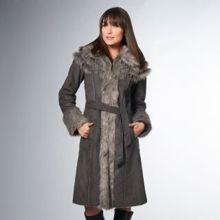  badgley mischka faux shearling coat with belt rating 27 $ 67 46