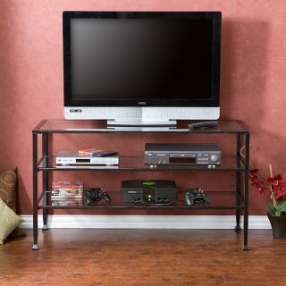 House Beautiful Marketplace Distressed Metal / Glass TV Stand