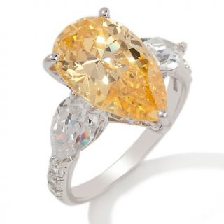 Absolute Jean Dousset 6.9ct Absolute™ Canary Pear 3 Stone Ring