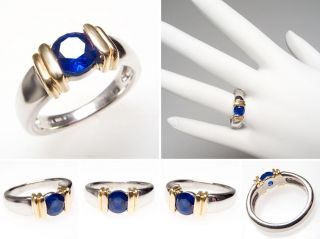  Natural Blue Sapphire Engagement Ring Solid Platinum 18K Gold