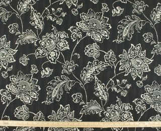 Outdoor Fabric Waverly Fabric Everard Damask Onyx Black Cream Floral