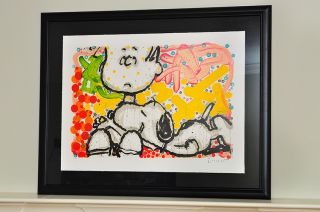 Tom Everhart Peanuts SUPER SNEAKY lithograph framed and signed