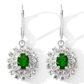 14ct Chrome Diopside and White Topaz Sterling Silver Earrings