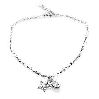 Absolute Heart and Star Charm Dangle 9 In Anklet   .77ct at