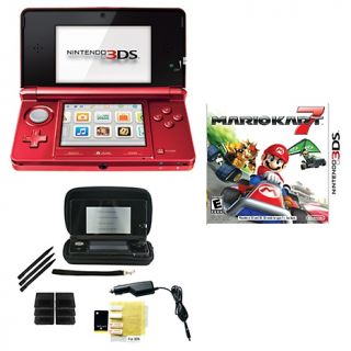 Nintendo Nintendo 3DS Flame Red System Bundle with Mario Kart 7 Game