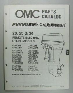 1988 OMC Parts Catalog Evinrude Johnson 20 25 30 HP Remote Start 24