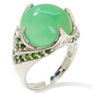 Heritage Gems Chrysoprase and Chrome Diopside Sterling Silver Ring at