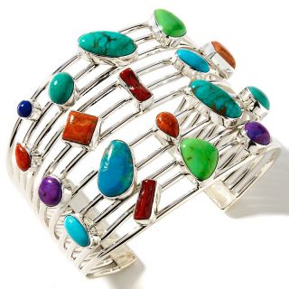 Chaco Canyon Southwest Multigemstone Sterling Silver Wire Style Cuff