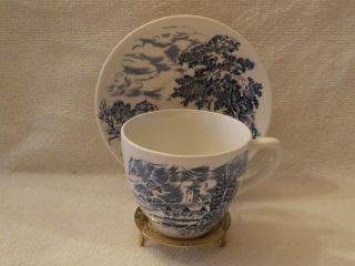 Vintage Enoch Wedgwood Tea Cup Saucer Pattern COUNTRYSIDE Blue & White