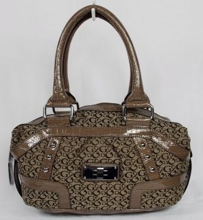 New Guess Enya Womens Brown Signature Satchel Shoulder Bag Handbag