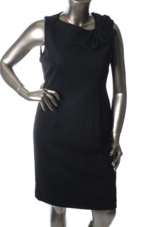 Elie Tahari New Black Wool Asymmetric Neck A Line Cocktail Dress 14