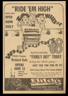 1968 Elitchs Gardens Denver Amusement Park Vintage Print Ad