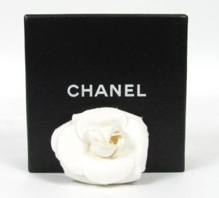  returns about us auth chanel white camellia fabric flower pin brooch