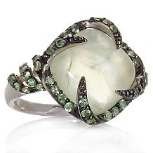 Opulent Opaques Prehnite and Green Tsavorite Sterling Silver Pendant