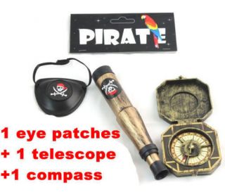 Hot Pirate 1 Eye Patches 1 Telescope 1 compass Halloween Kids Toy