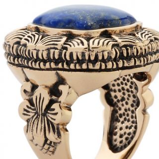 Studio Barse Blue Lapis Bronze Carved Ring