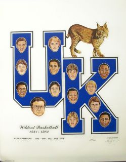 Vintage 1982 University of Kentucky Wildcats Basketball Print , Lee